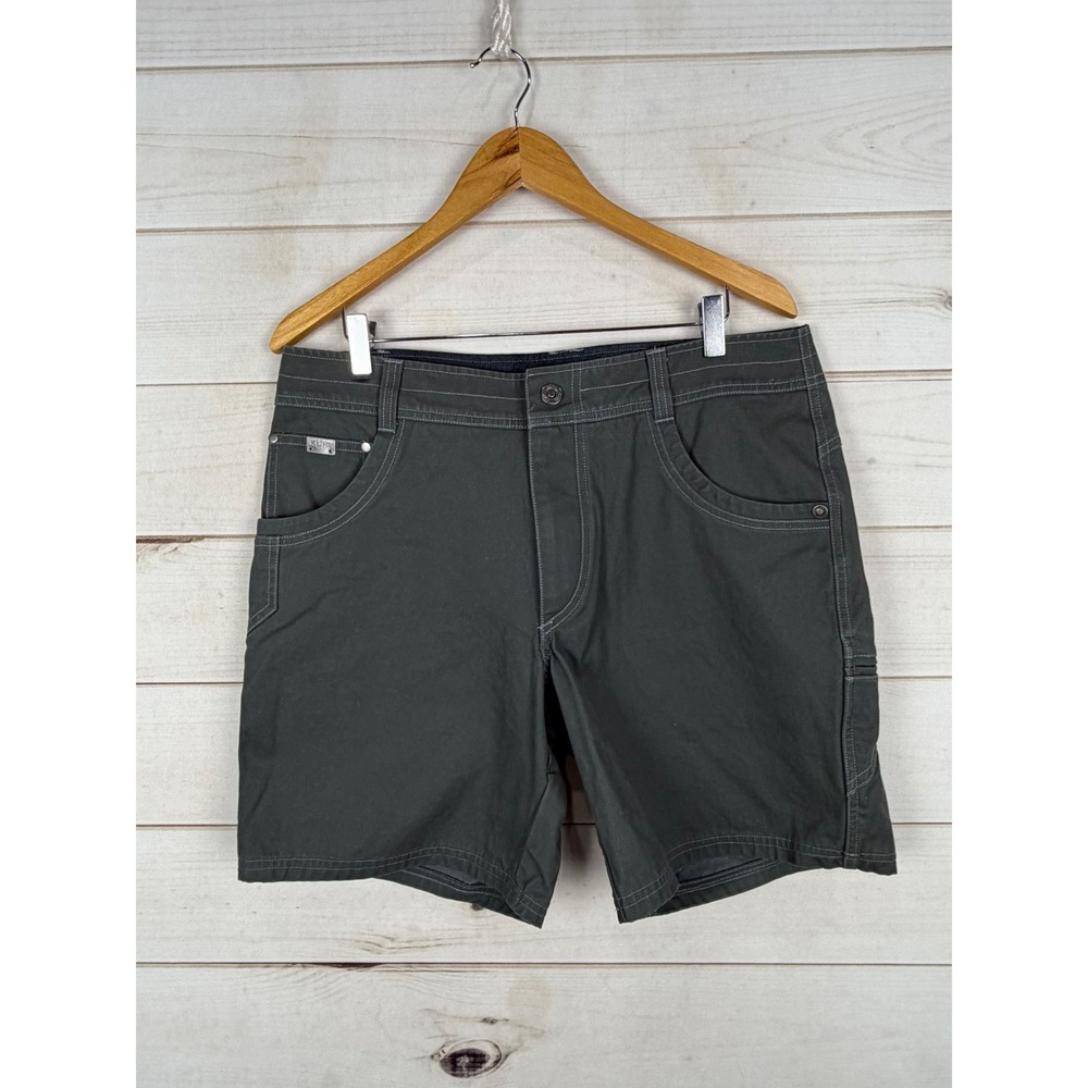 Kuhl Rydr Cargo Shorts Mens 34 Gray Cotton Blend Hiking Outdoor Utility Rugged
